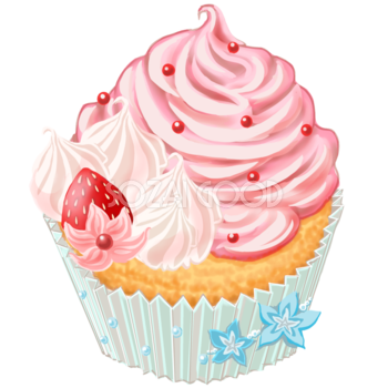 カップケーキ（ピンク系） 無料食べ物イラスト