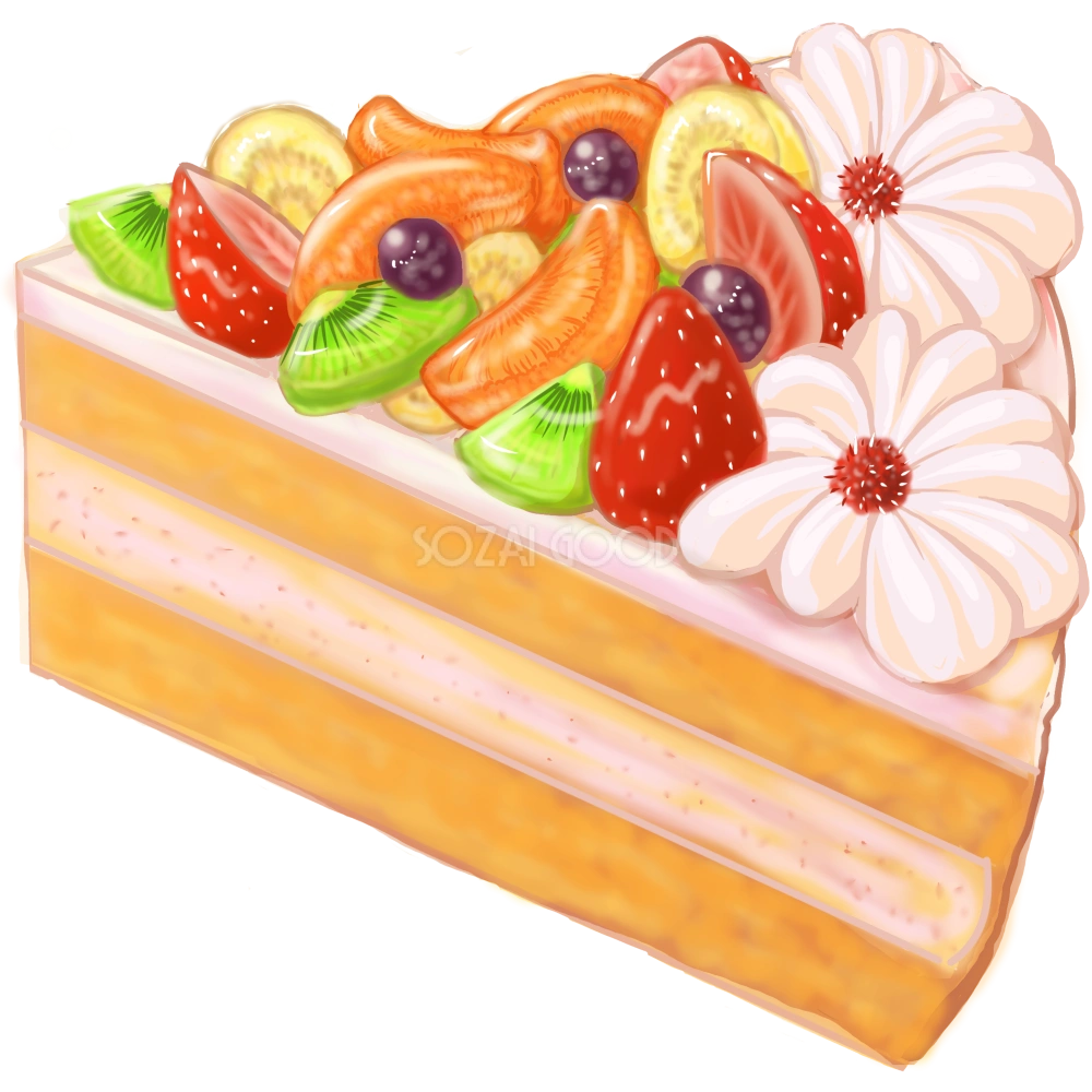 フルーツショートケーキ 食べ物 無料イラスト