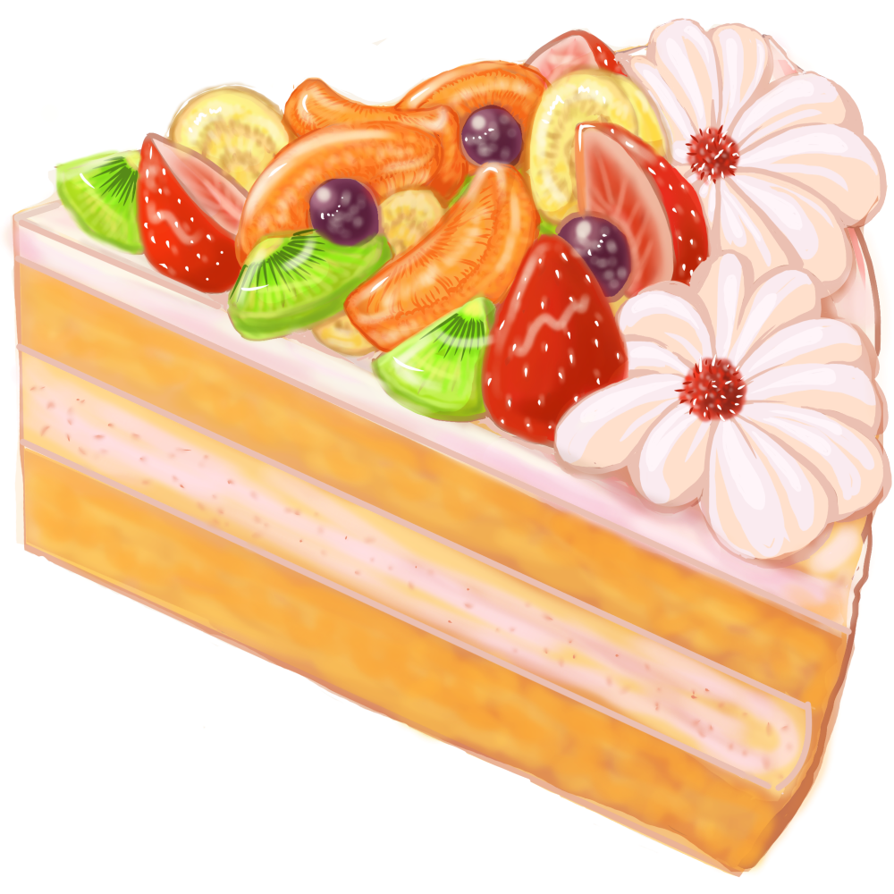 フルーツショートケーキ 食べ物 無料イラストに写真・文字を入れる
