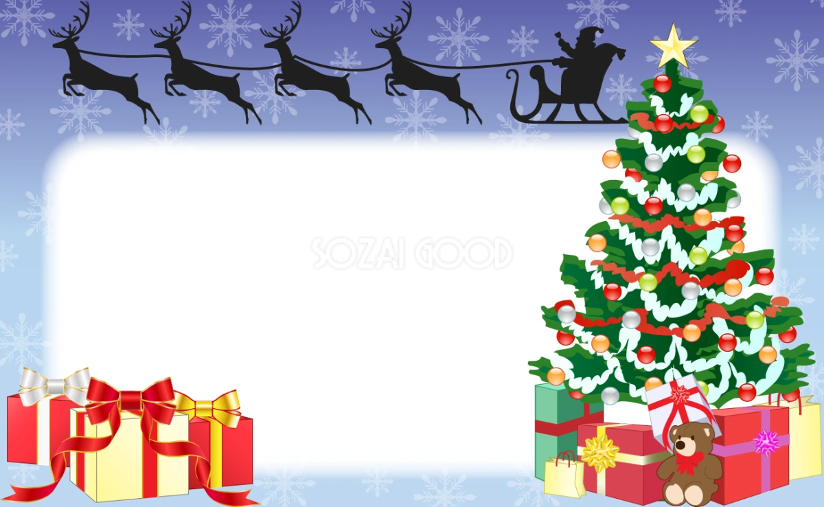 クリスマス的な枠で囲む フレーム素材 飾り枠無料背景イラスト