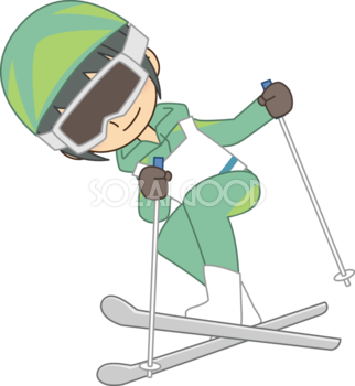 回転する男性スキー選手 無料スポーツイラスト