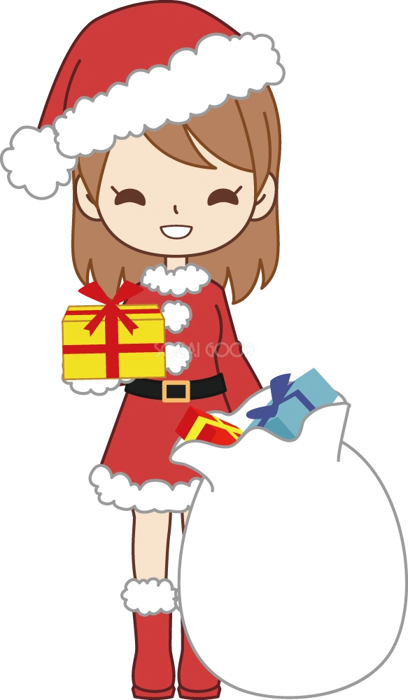プレゼントを配るOL 無料イラスト