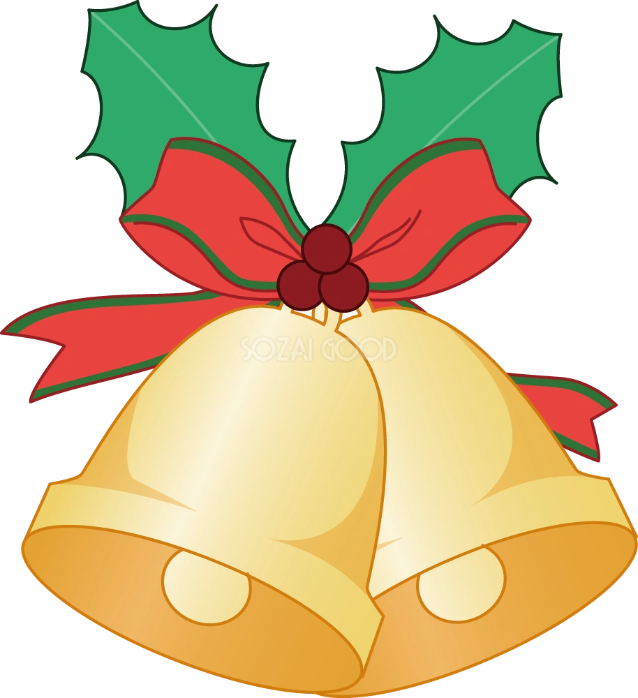 クリスマスの鈴とリボン 無料イラスト