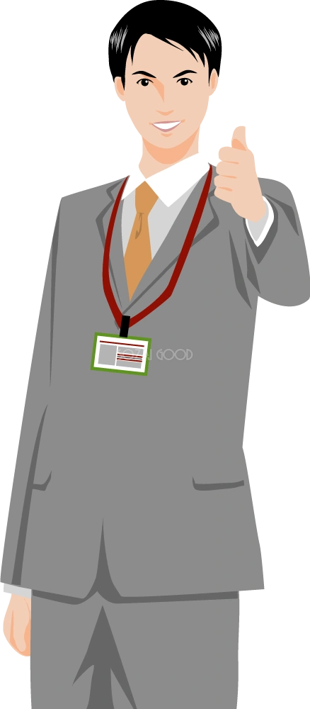 GOODポーズの男性 ビジネスマン 無料イラスト