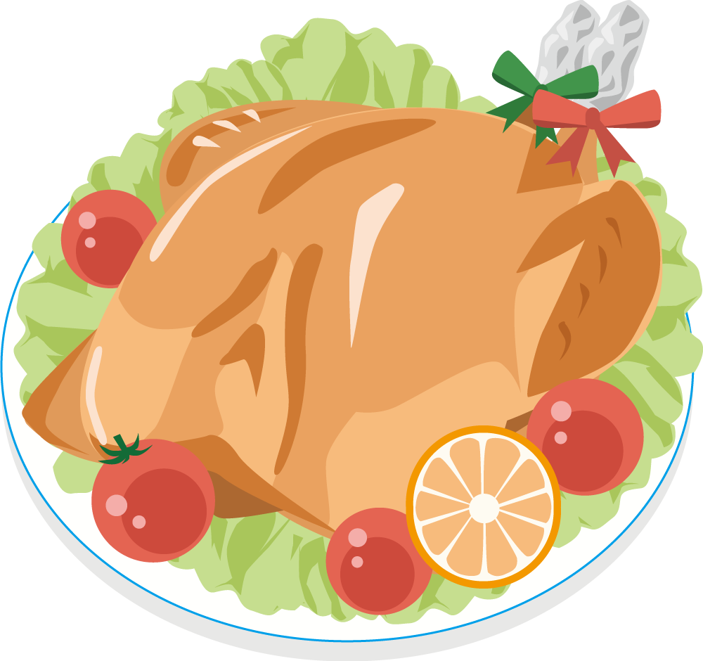クリスマスの七面鳥 食べ物 無料イラストに写真・文字を入れる