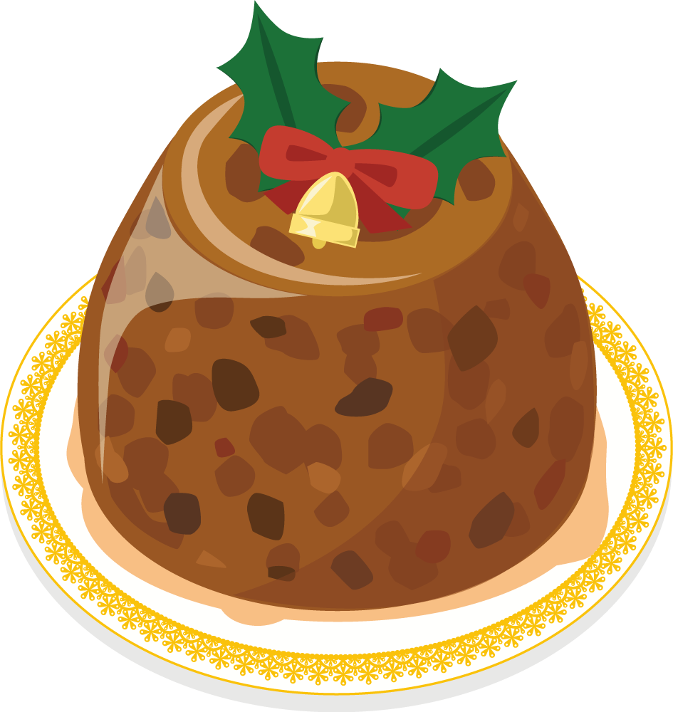 クリスマスプティング 食べ物 無料イラストに写真・文字を入れる