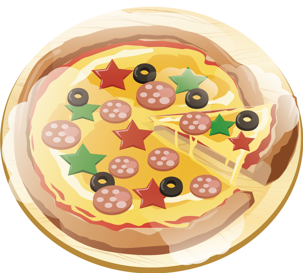 ピザ 食べ物 無料イラストに写真・文字を入れる