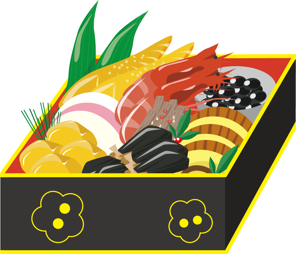 おせち料理 食べ物 無料イラストに写真・文字を入れる