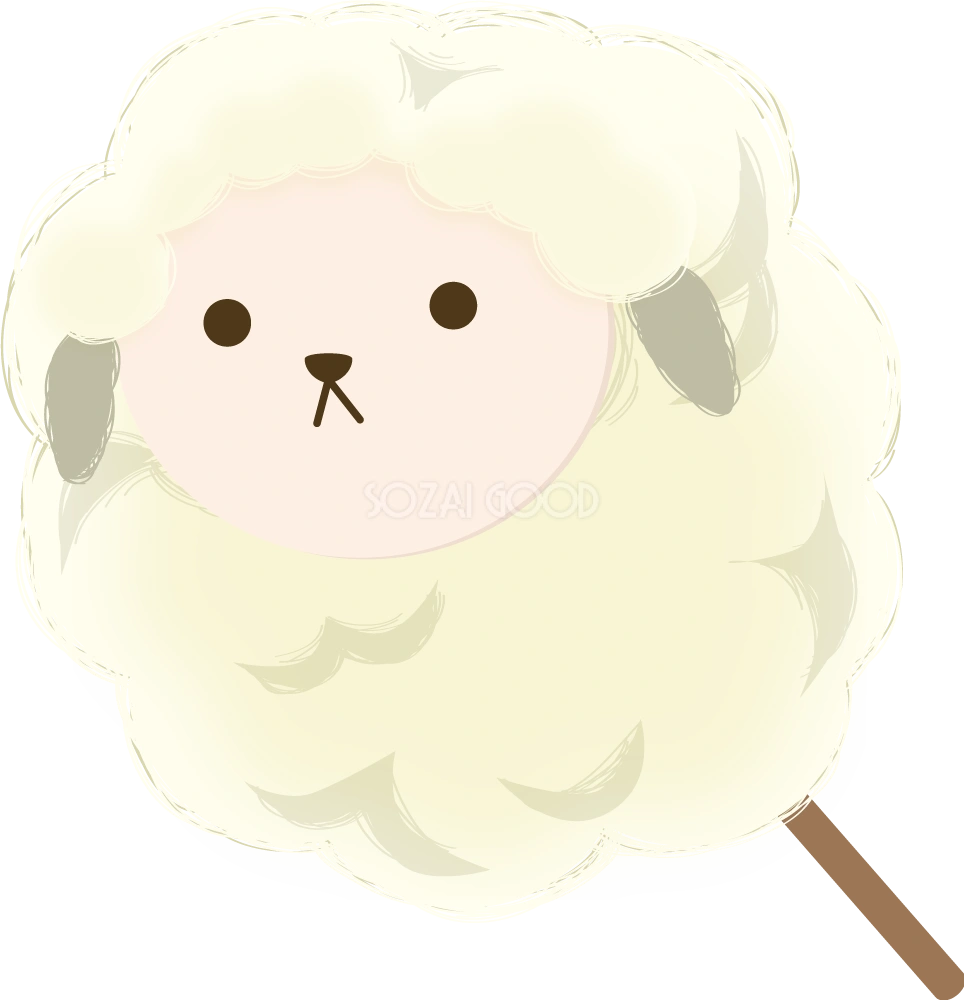 羊型綿飴 食べ物 無料イラスト