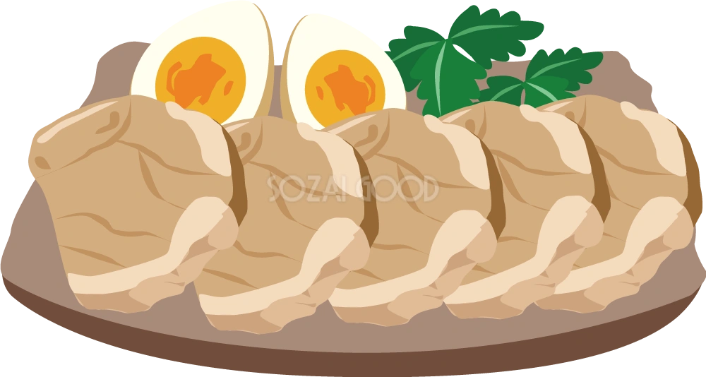 煮豚 食べ物 無料イラスト