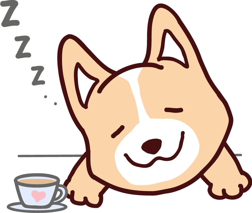 眠るウェルシュ コーギー 無料犬イラストに写真・文字を入れる