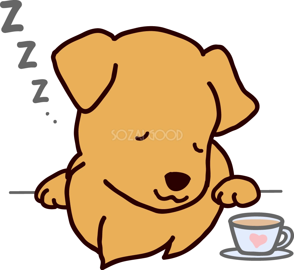 眠るゴールデン レトリーバー 無料犬イラスト