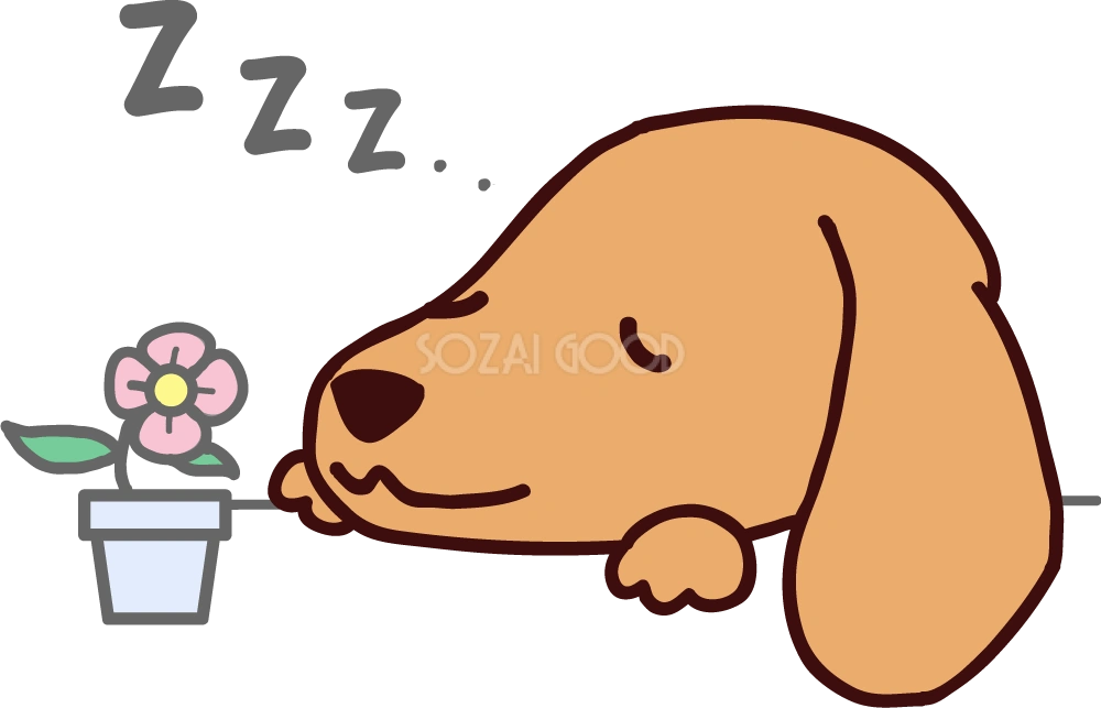 眠るダックスフンド 無料犬イラスト
