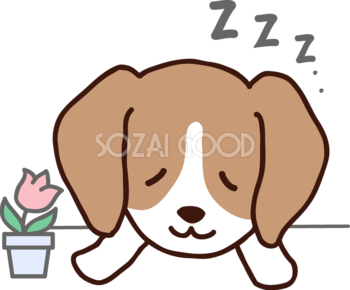 眠るビーグル犬 無料犬イラスト