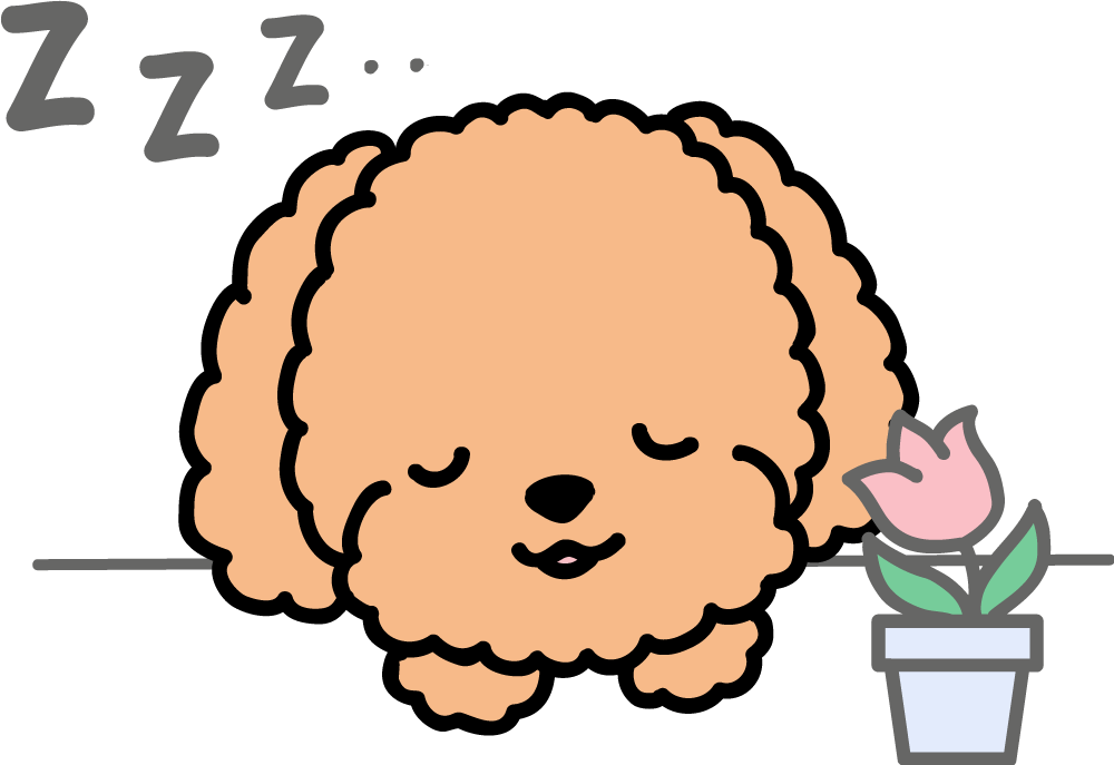 眠るプードル 無料犬イラストに写真・文字を入れる
