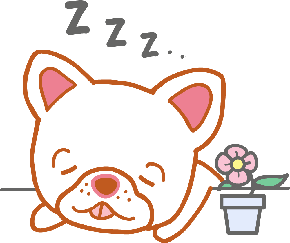 眠るフレンチブルドック 無料犬イラストに写真・文字を入れる