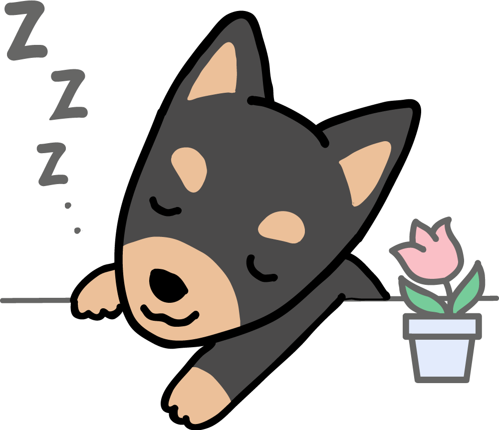 眠るミニチュアピンシャー 無料犬イラストに写真・文字を入れる