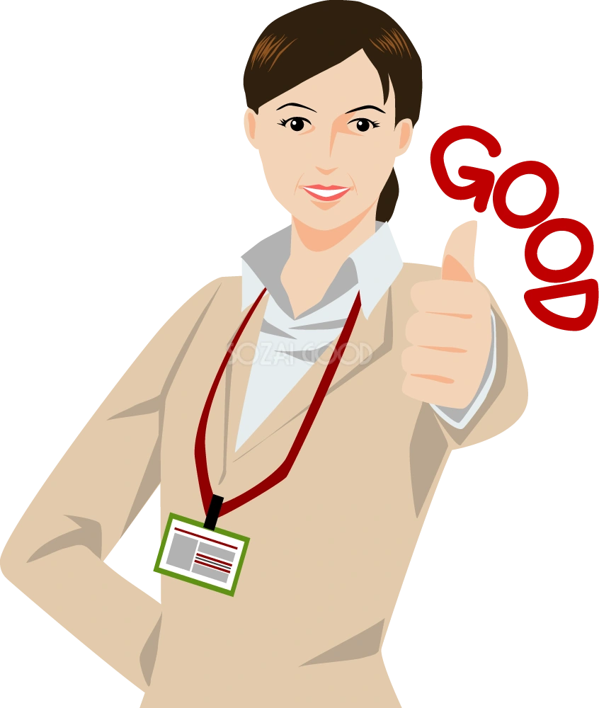 GOODポーズする女性(50代) ビジネスマン 無料イラスト