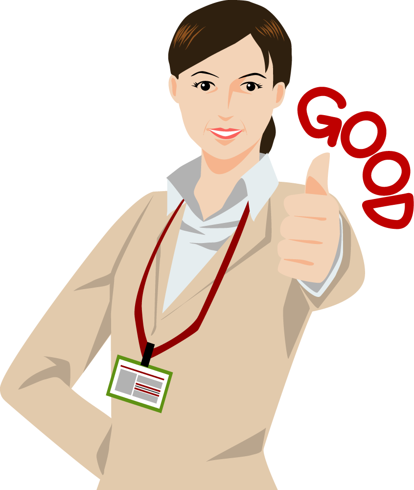 GOODポーズする女性（50代） ビジネスマン 無料イラストに写真・文字を入れる