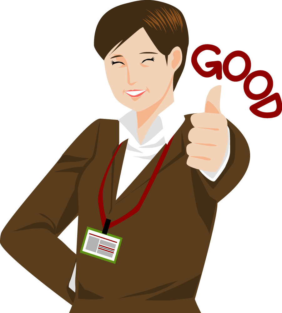 GOODポーズする女性（60代） ビジネスマン 無料イラストに写真・文字を入れる