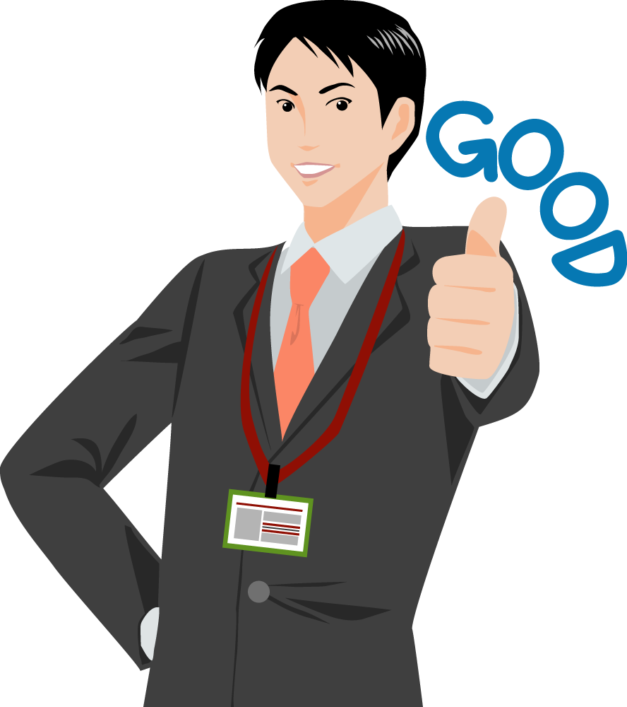 GOODポーズする男性（30代） ビジネスマン 無料イラストに写真・文字を入れる