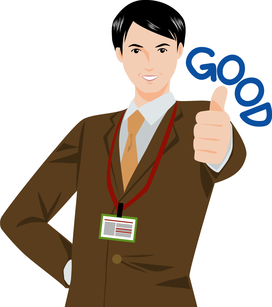 GOODポーズする男性（40代） ビジネスマン 無料イラストに写真・文字を入れる