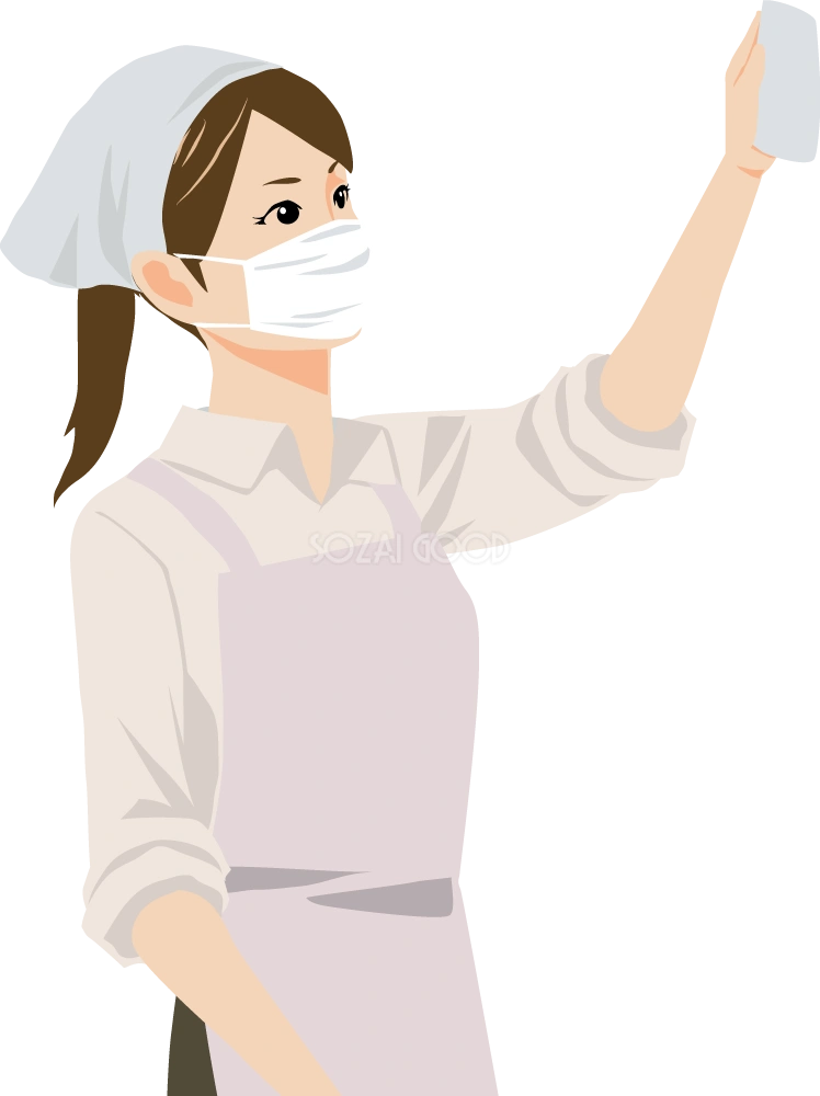 会社で大掃除する女性 ビジネスマン 無料イラスト