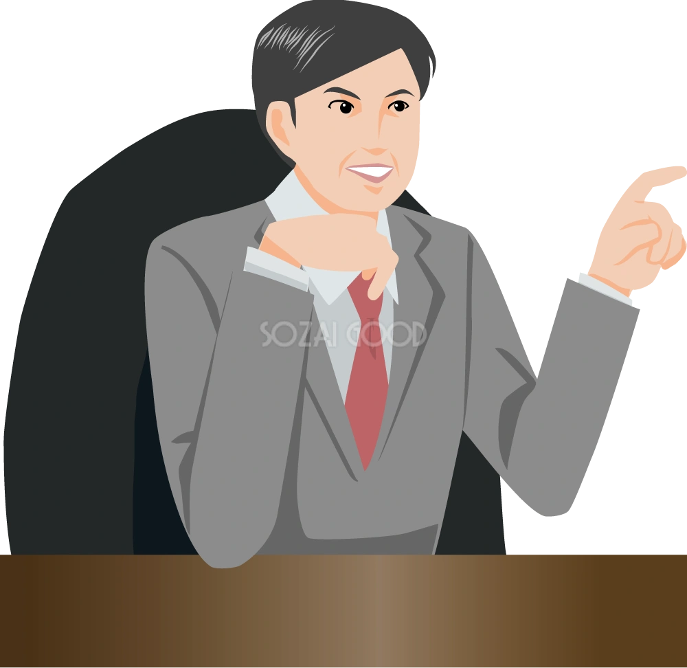 社長が社員に指示 ビジネスマン 無料イラスト