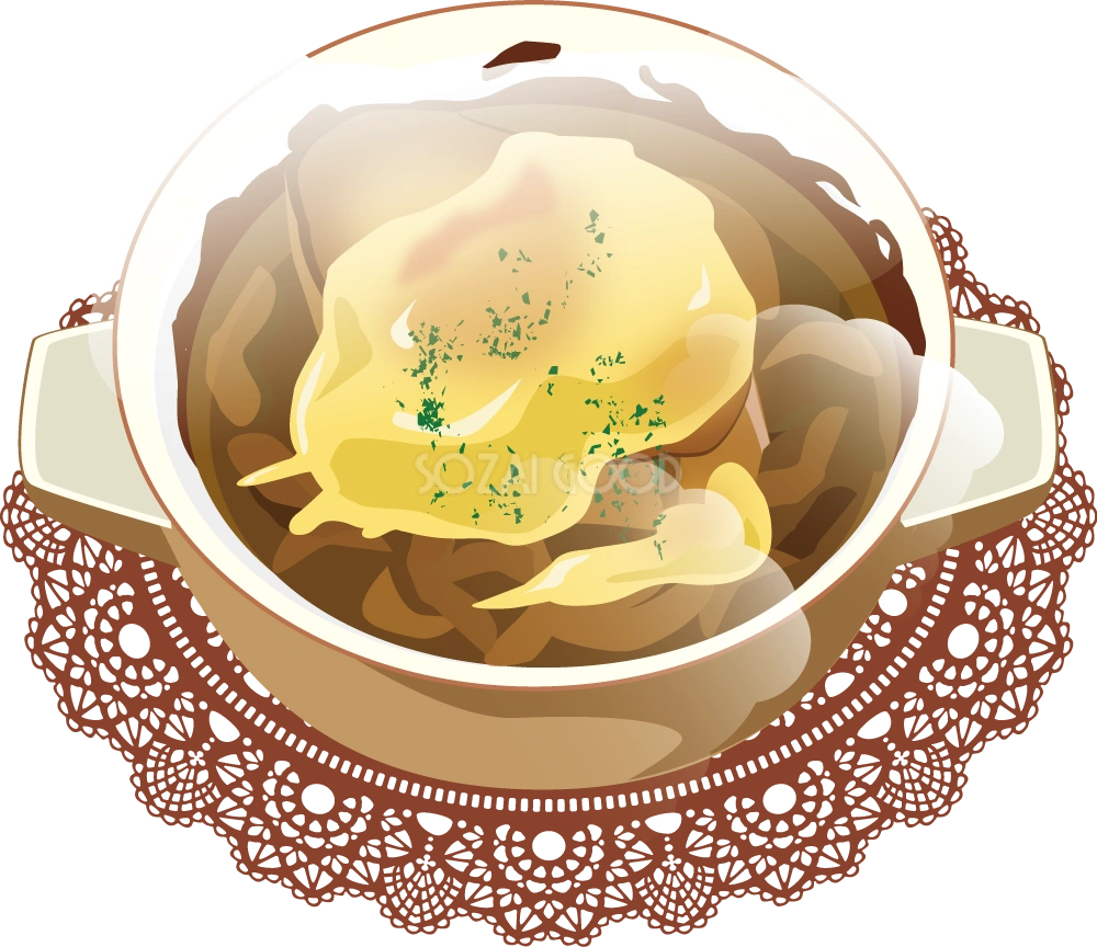 オニオングラタンスープ 食べ物 無料イラスト