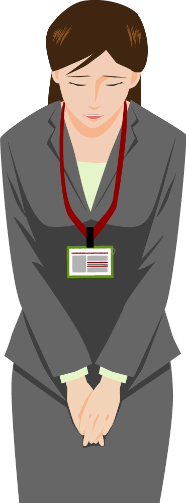 謝罪する女性社員 無料イラスト