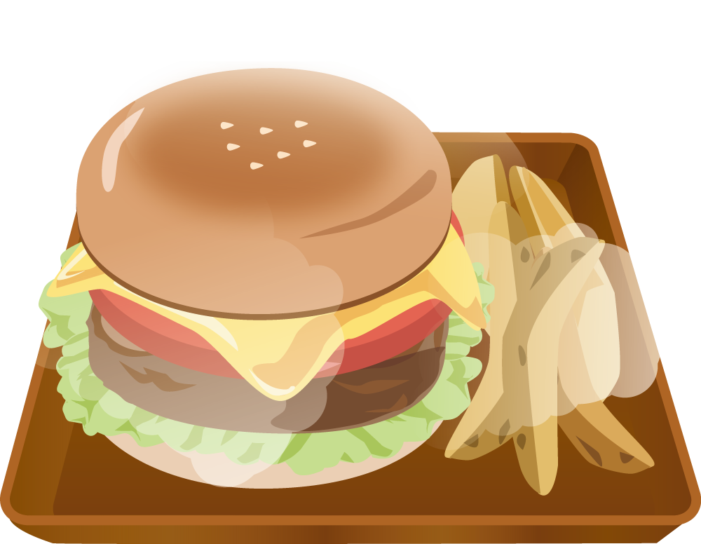ハンバーガープレート 食べ物 無料イラストに写真・文字を入れる