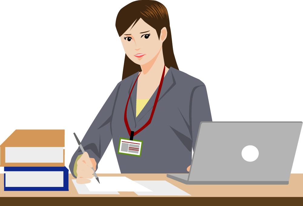 忙しそうな女性社員(ビジネス パソコン)無料イラスト16887に写真・文字を入れる