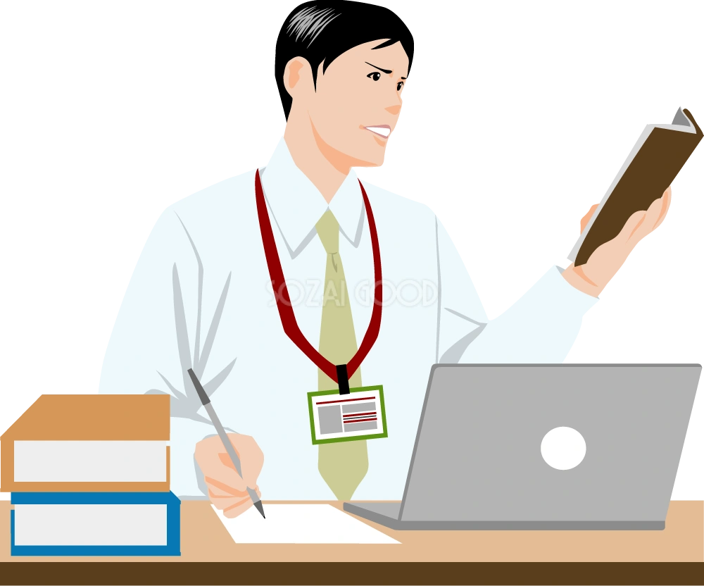 忙しそうな男性社員 ビジネスマン 無料イラスト