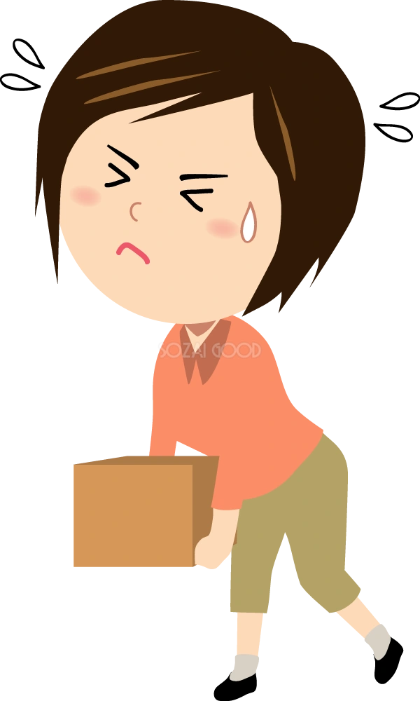 荷物が重そうな女性 無料イラスト