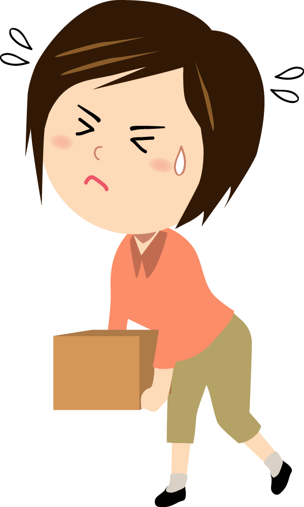 荷物が重そうな女性  無料イラストに写真・文字を入れる