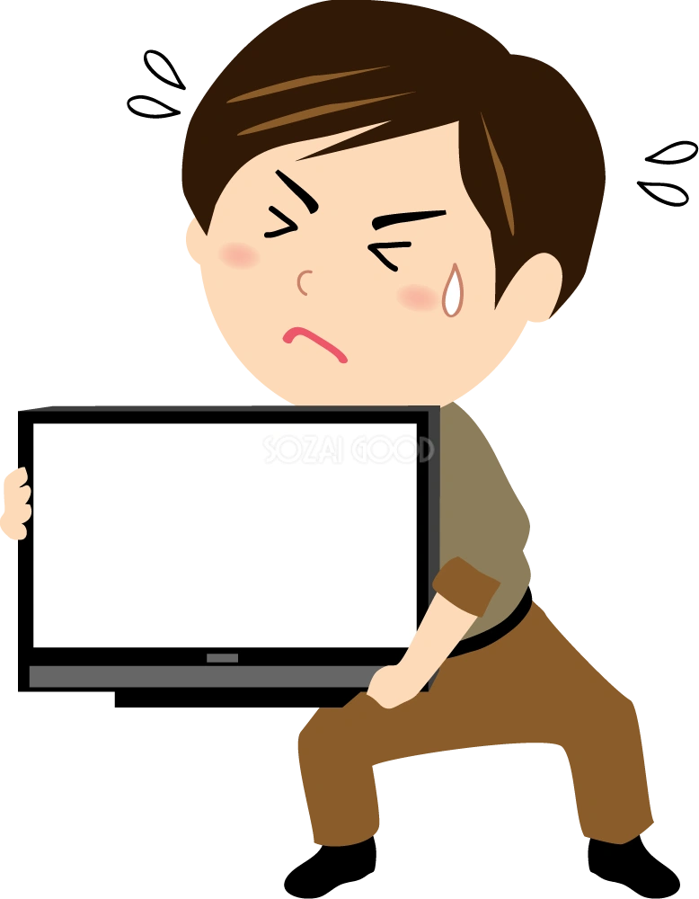 荷物が重そうな男性  無料イラスト