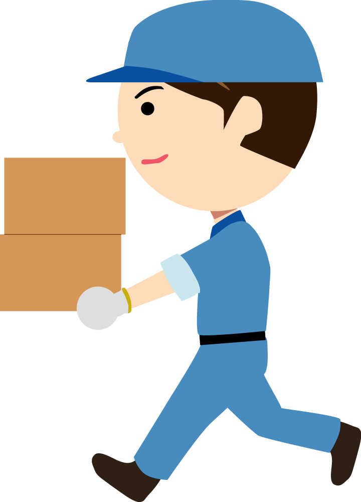 荷物を運ぶ引っ越し業者  無料イラストに写真・文字を入れる