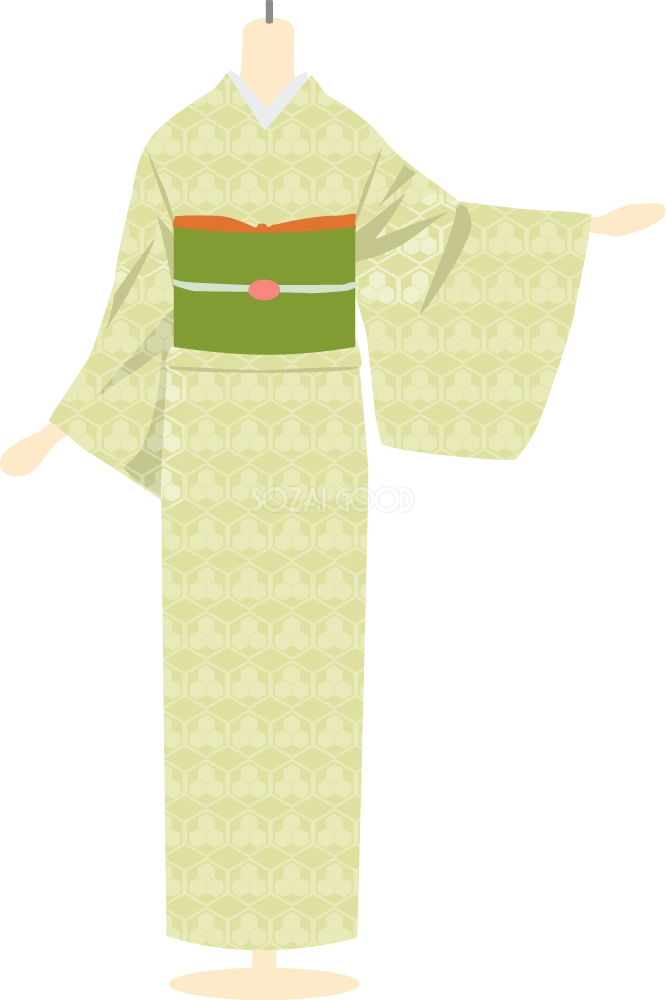 着物を着ているマネキン 無料イラスト
