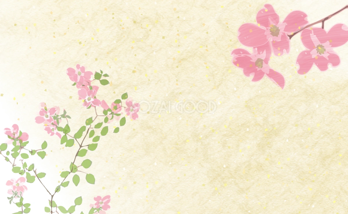 花と和風柄背景 無料背景イラスト