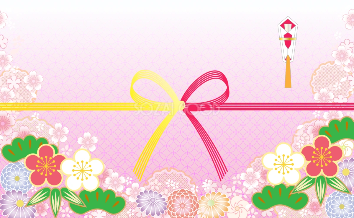 祝儀袋お花背景 無料背景イラスト