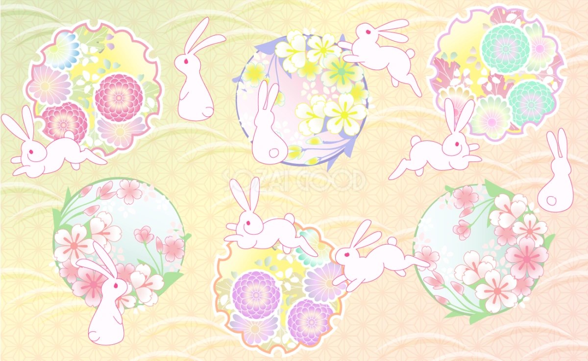 可愛い和風柄 無料背景イラスト