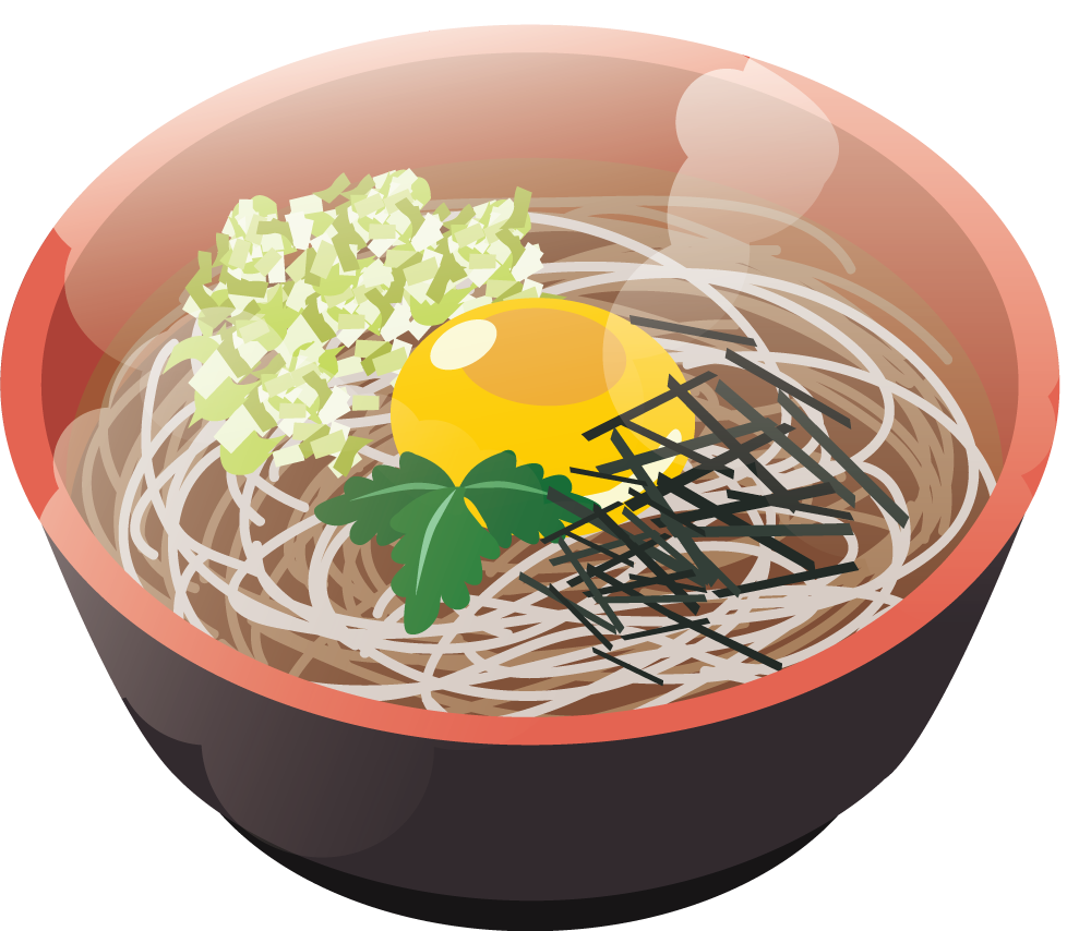 そば 食べ物 無料イラストに写真・文字を入れる