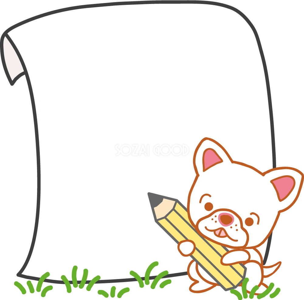 フレンチブルドッグ メモ書き用フレーム 無料イラスト