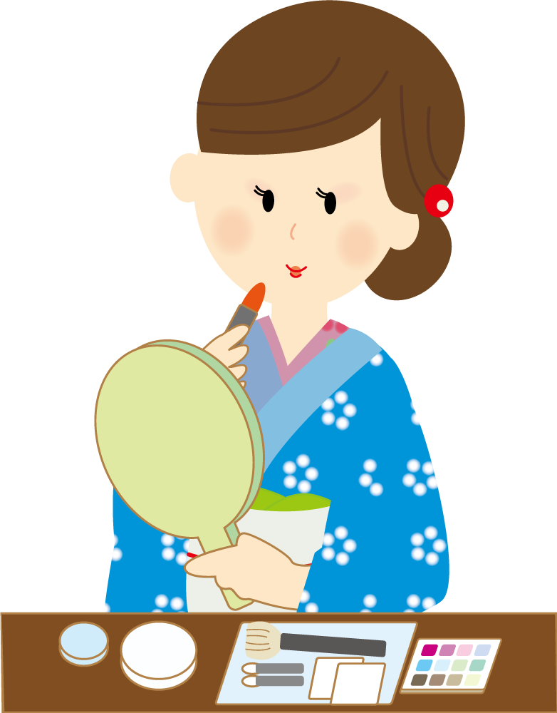 和服・着物姿の女性が美しくメイク 無料イラストに写真・文字を入れる