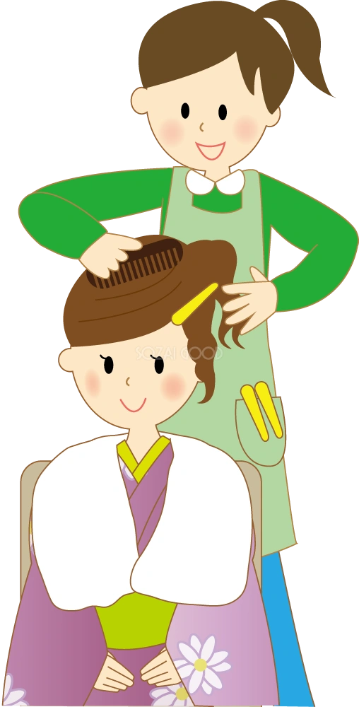 美容室 女の子（少女）髪型セット 無料イラスト