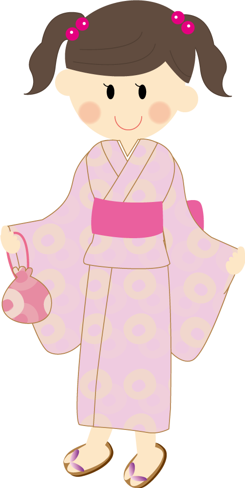 かわいい浴衣姿の女の子（少女） 無料イラストに写真・文字を入れる