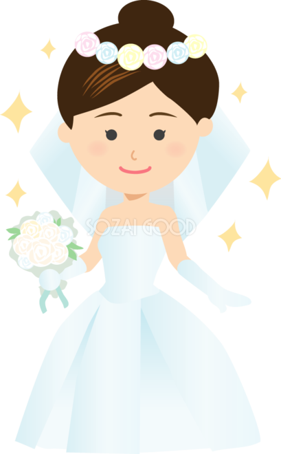 結婚式で花嫁がキラキラ輝くドレス姿 無料イラスト 素材good