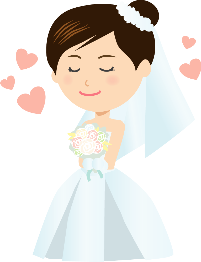 幸せそうな花嫁のドレス姿  無料イラストに写真・文字を入れる