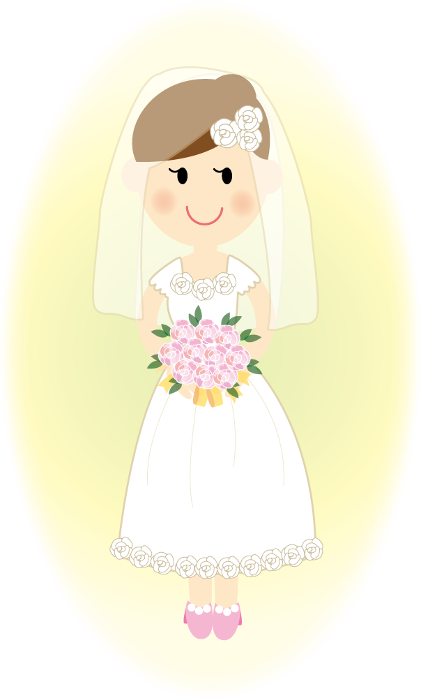 かわいい新婦が結婚式  無料イラストに写真・文字を入れる