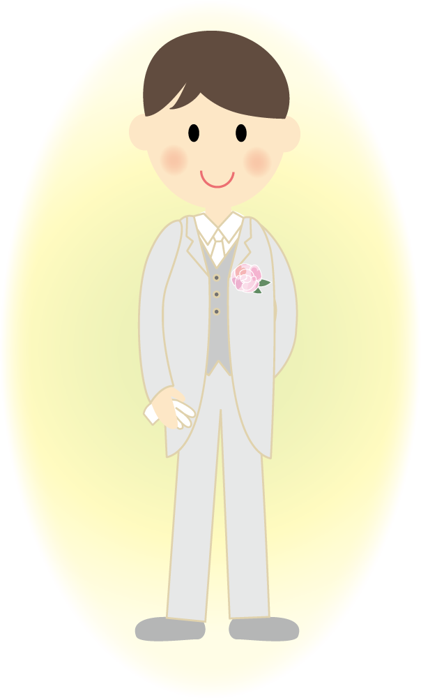 かわいい新郎が結婚式  無料イラストに写真・文字を入れる